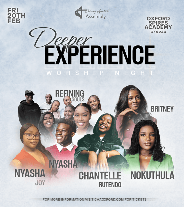 CAA Oxford Deeper Experience worship night poster design