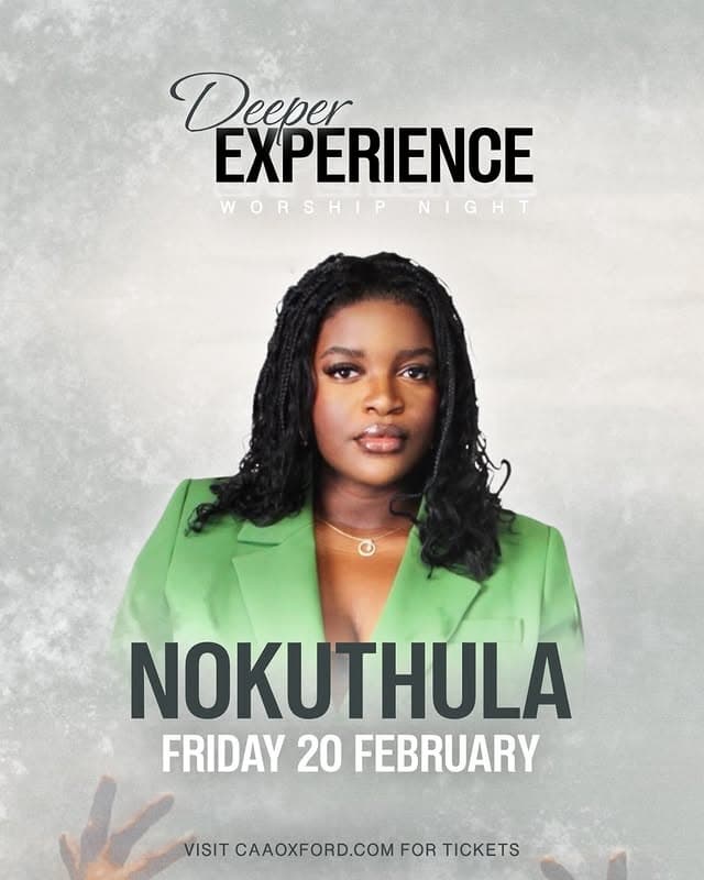 CAA Oxford Nokuthula worship night speaker poster