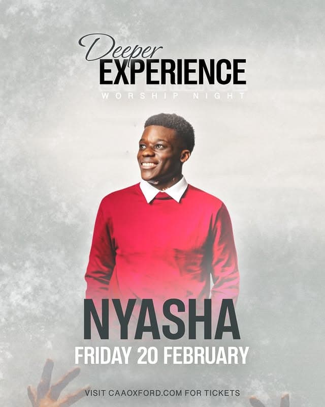 CAA Oxford Nyasha worship night speaker poster