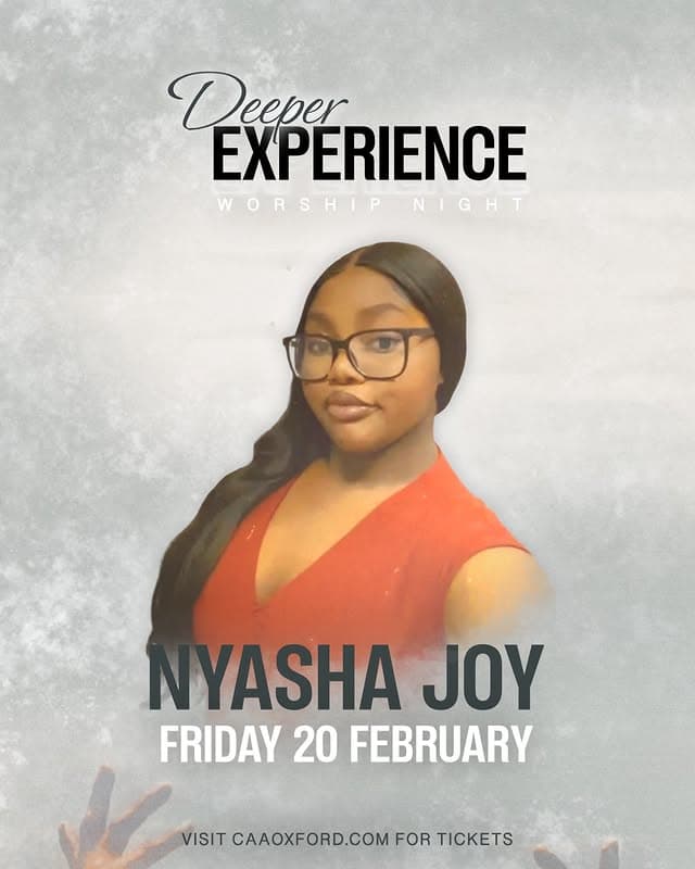 CAA Oxford Nyasha Joy worship night speaker poster