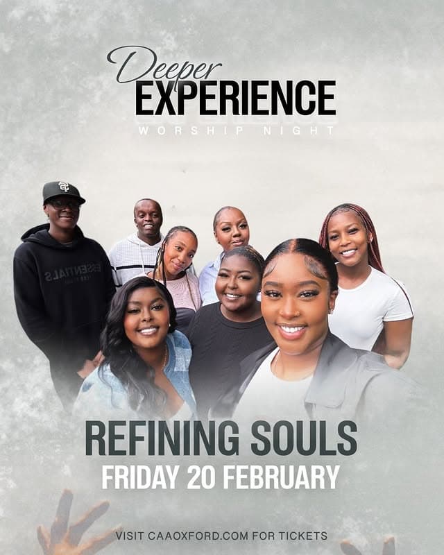 CAA Oxford Refining Souls worship night group poster