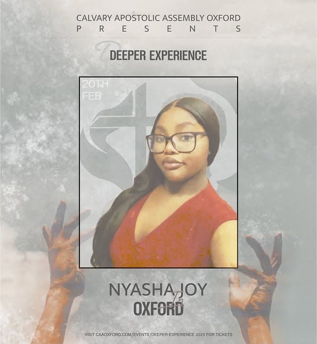 CAA Oxford Nyasha Joy alternate worship night poster layout